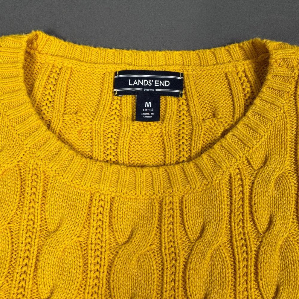 Lands' End Sweater Yellow Women's Medium 100% Cotton Excellent - Picture 3 of 9